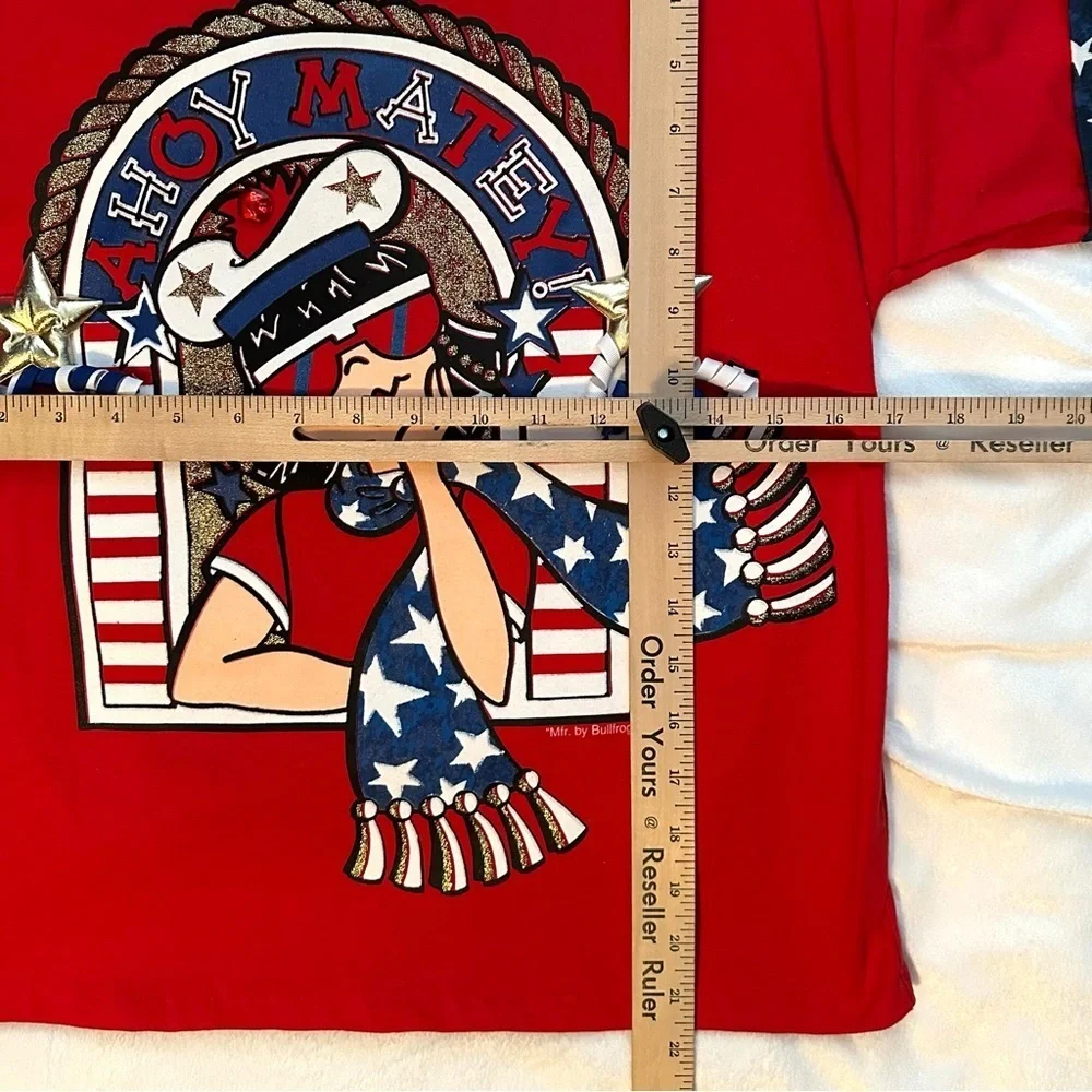 Vintage Bull Frog Girls Outfit Shorts & Tshirt 10 USA Red White Blue Stars Flag